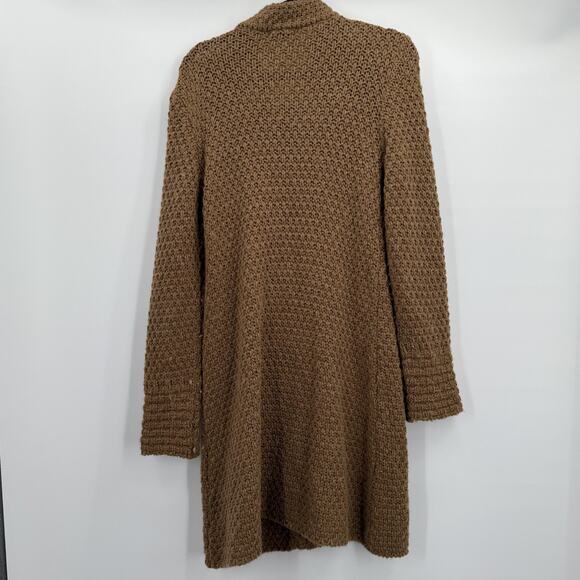 Cortefiel Sweater Coat Womens Large Brown Knit Double Breasted Button Wool Blend - Picture 4 of 12
